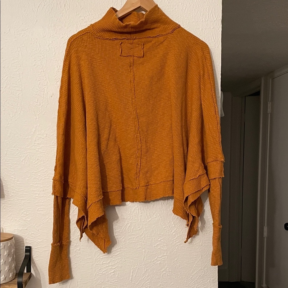 Free People Golden Cowl Neck Oversized Sweater Size Small - Picture 5 of 7